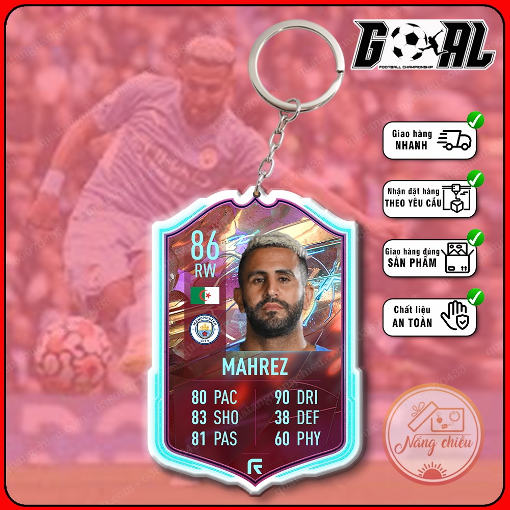 Thẻ icon bóng đá gaming - Móc khóa in hình Riyad Mahrez -CLB MC[9301-9312]