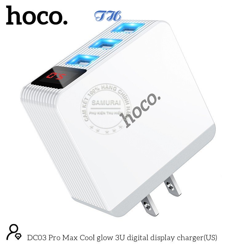 Cốc Sạc Hoco DC03 Pro Max 3 Cổng USB 3.4A Màn Hình LED