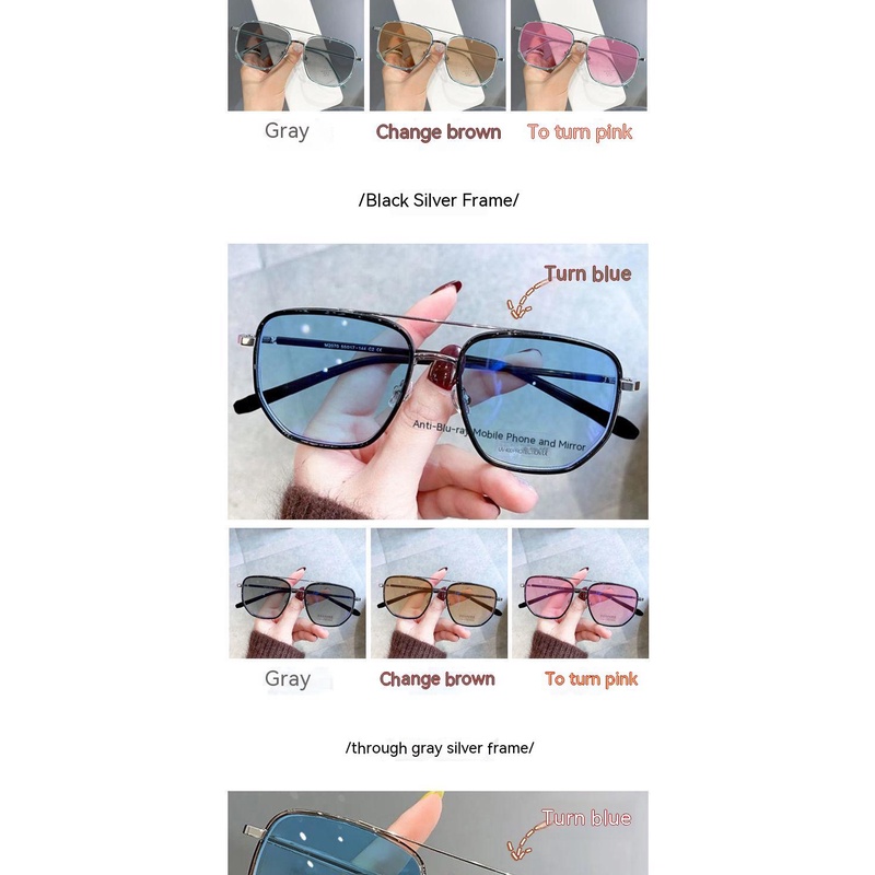 Kính Mát Gọng Lớn Hai Chùm Siêu Nhẹ Thay Đổi Màu Sắc Theo Phong Cách retro Cho Nam