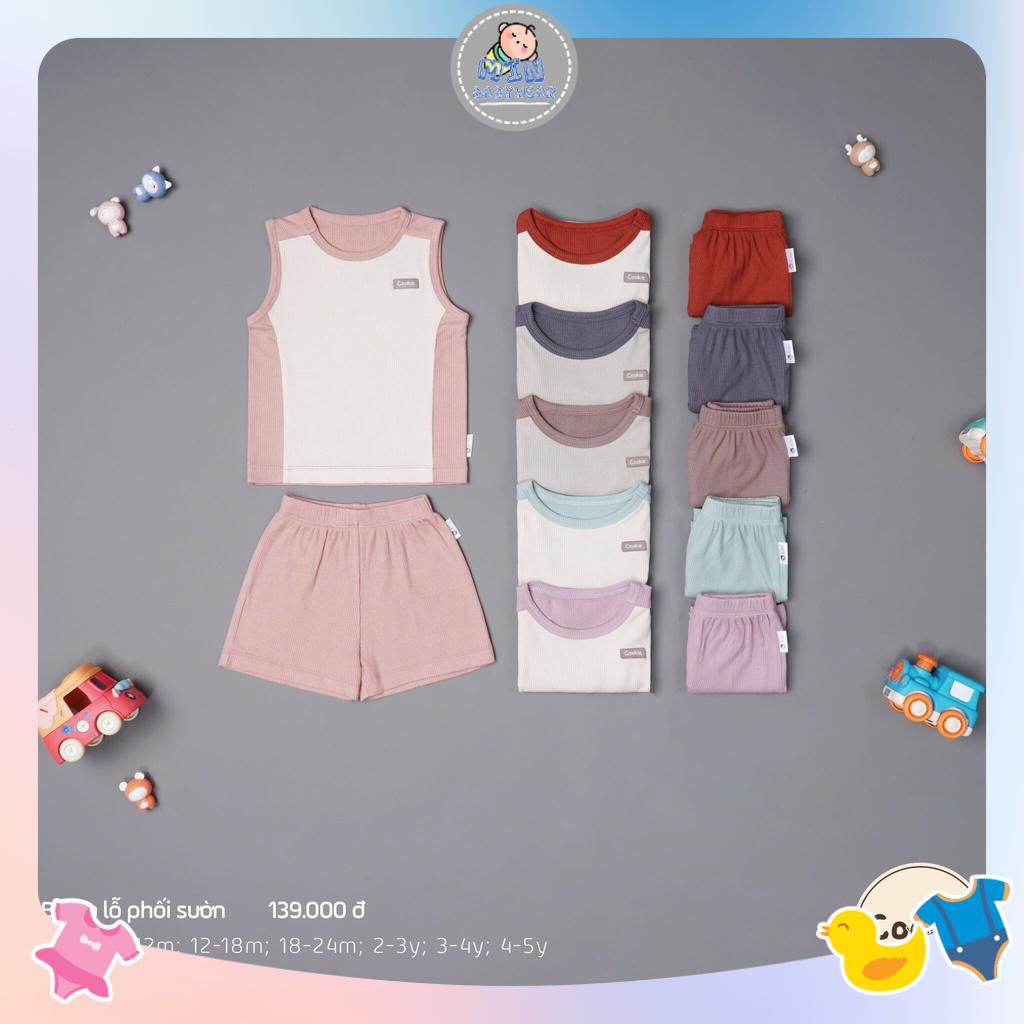 Bộ ba lỗ phối sườn Cookie chất vải tăm lạnh cho bé