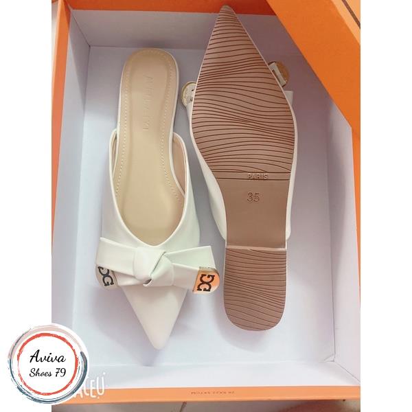 Giày sục bệt mũi nhọn khoá nơ GG h2stroe chất da xinh xắn siêu hót