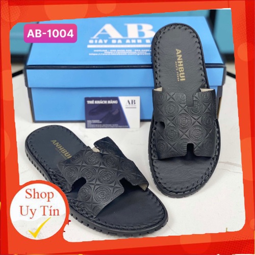 Dép nam quai ngang 100% da bò. Dép 𝐇𝐌 𝐌𝐚̃ 𝐀𝐁-𝟏𝟎𝟎𝟒 Đ𝐞̂́ 𝐊𝐡𝐚̂𝐮 chất da xịn chống bong tróc, chống hôi chân