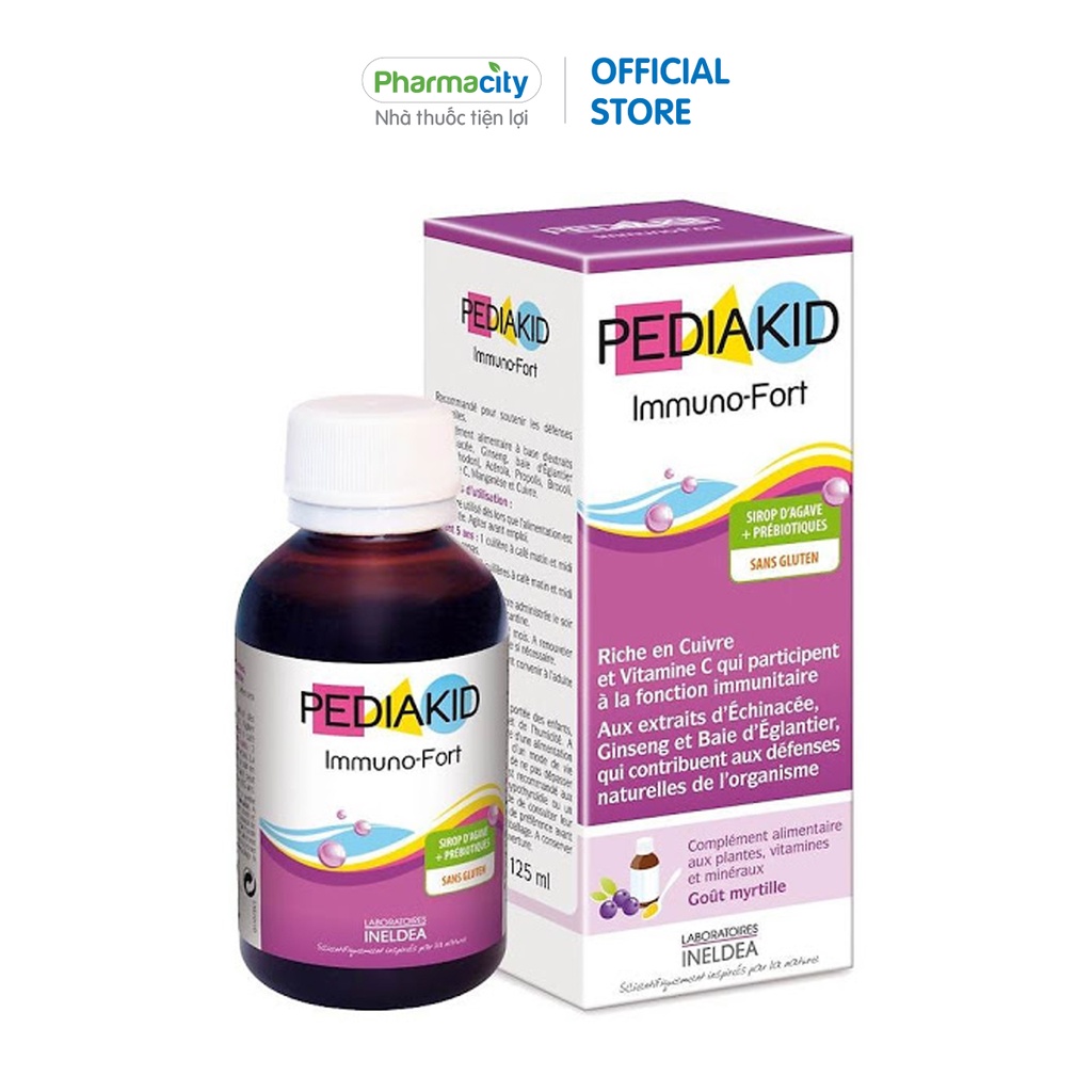 Thực phẩm Pediakid bảo vệ sức khỏe Immuno - Fort tăng khả năng miễn dịch (chai 125ml)