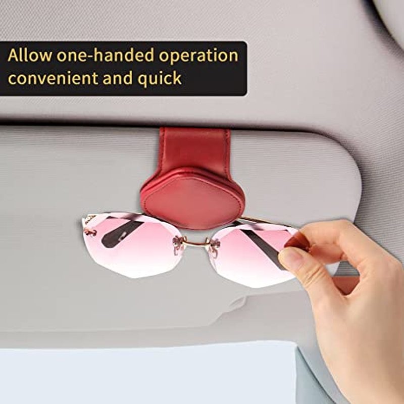 Giá Da PU Kẹp Kính Mát / Bút Đa Năng Tháo Rời Được Gắn Tấm Che Nắng Xe Hơi