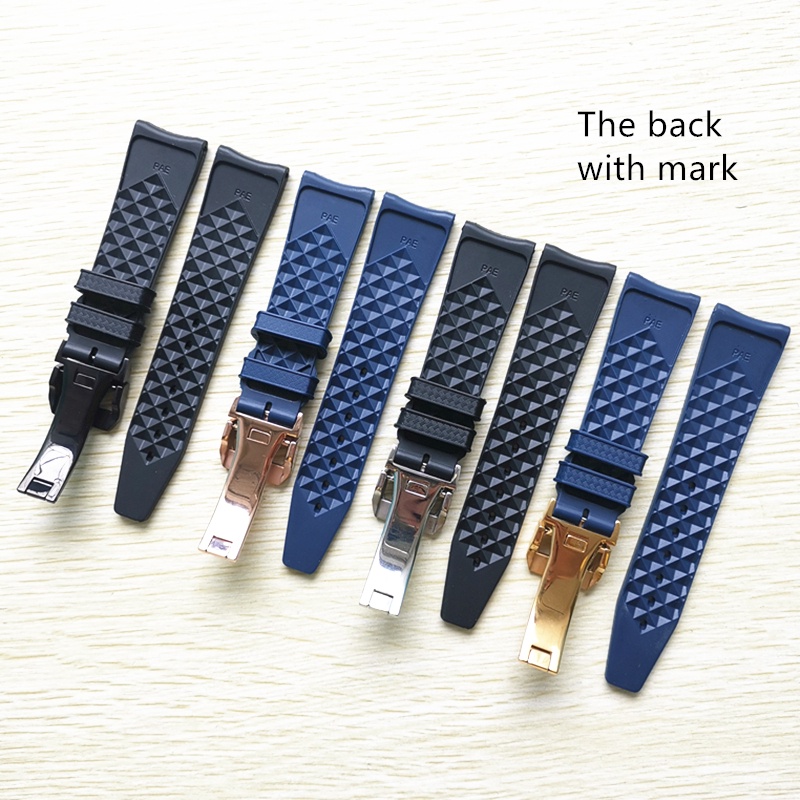 Dây Đeo Đồng Hồ Bằng Cao Su Silicon Chống Bụi 22mm Màu Xanh Dương Đen Thông Dụng
