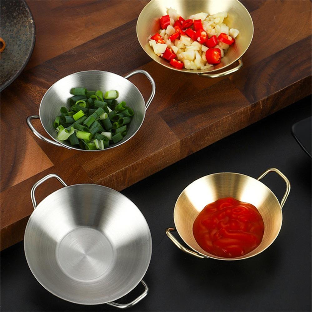 Đĩa Tròn Đựng Nước Chấm Bằng Thép Không Gỉ Chống Dính Hai Lớp