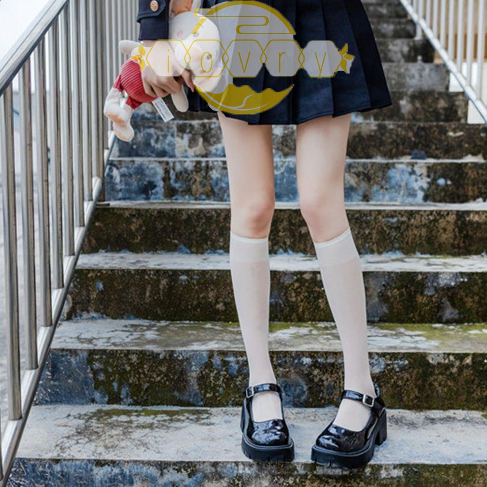Tất Chân Siêu Mỏng Màu Trơn Phong Cách Harajuku Thời Trang Cho Nữ