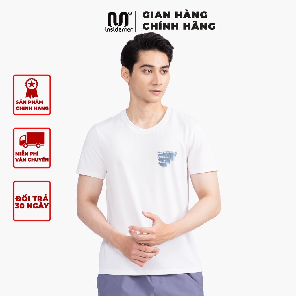 Áo phông ngắn tay trơn cổ tròn INSIDEMEN basic chất vải cotton co dãn 4 chiều mềm mại chống xù ITS010S2