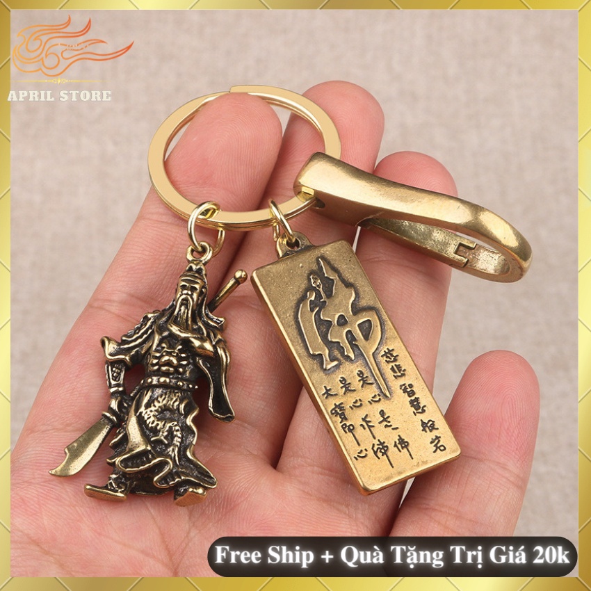 Móc Khóa Đồng 3 Món (HL07) Quan Vũ-Tỳ Hưu-Bua Hộ Mệnh-Bầu-Lá Tiền Vàng-Túi Tiền-Treo Thu Hút Tài Lộc May Mắn