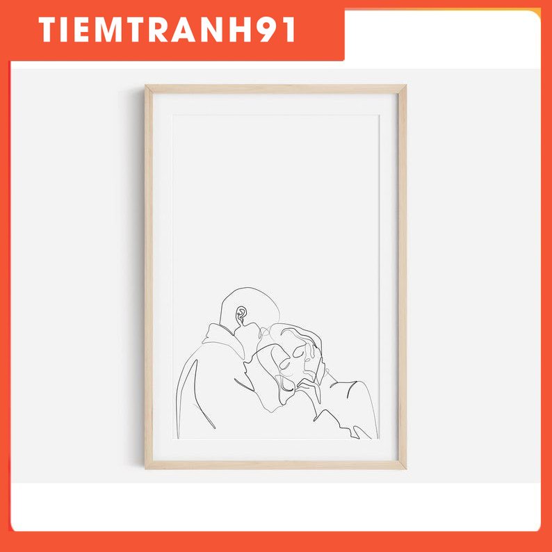 Tranh treo tường | Line art-Line Art Couple Print, Abstract Art 68 , tranh canvas giá rẻ