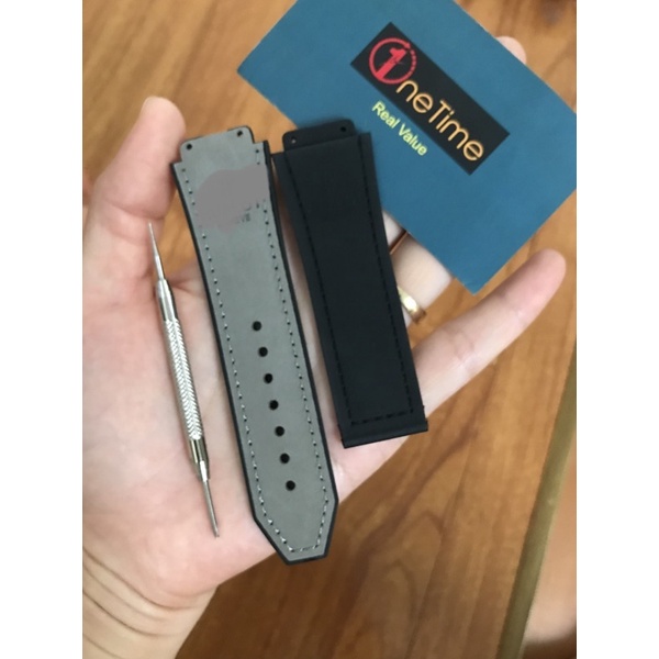 Dây đồng hồ H U B L Nam case 42,lót da lộn xám,size 19-25-22,tặng tool thay dây