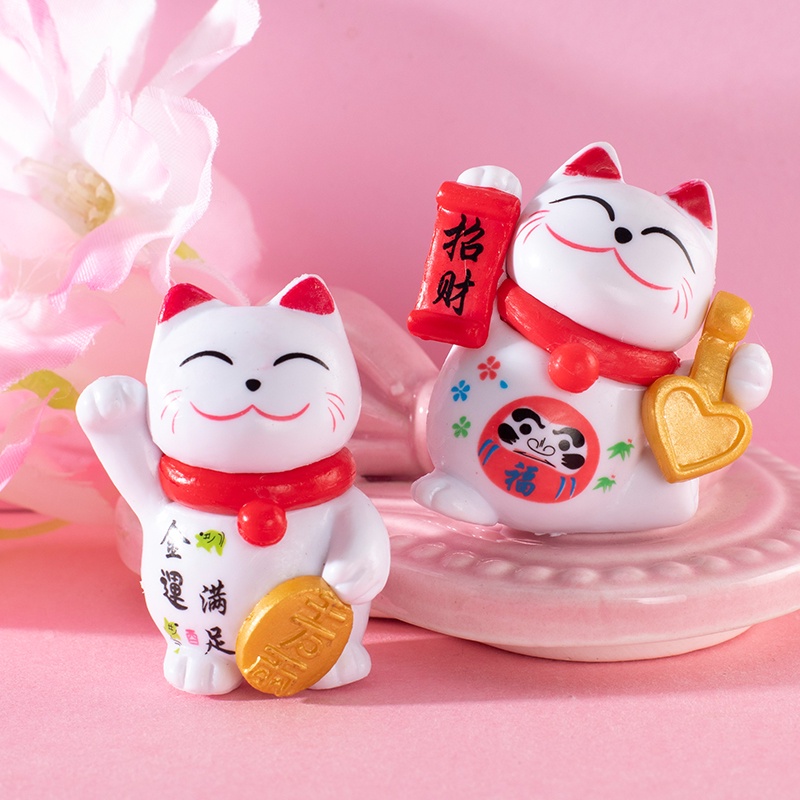 Tượng Mèo thần tài Neko may mắn 8 mẫu trang trí xe hơi, bàn làm việc, chậu cây,trang trí bánh Kích thước 4,3x3,1cm M2068