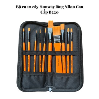 Bộ 10 cây cọ vẽ màu acrylic màu nước sunway