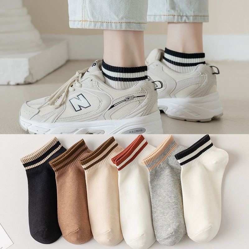 1 Đôi Vớ Cotton Mềm Thoáng Khí Chống Trượt Màu Trơn Kẻ Sọc Đơn Giản Thời Trang Cho Nam Và Nữ