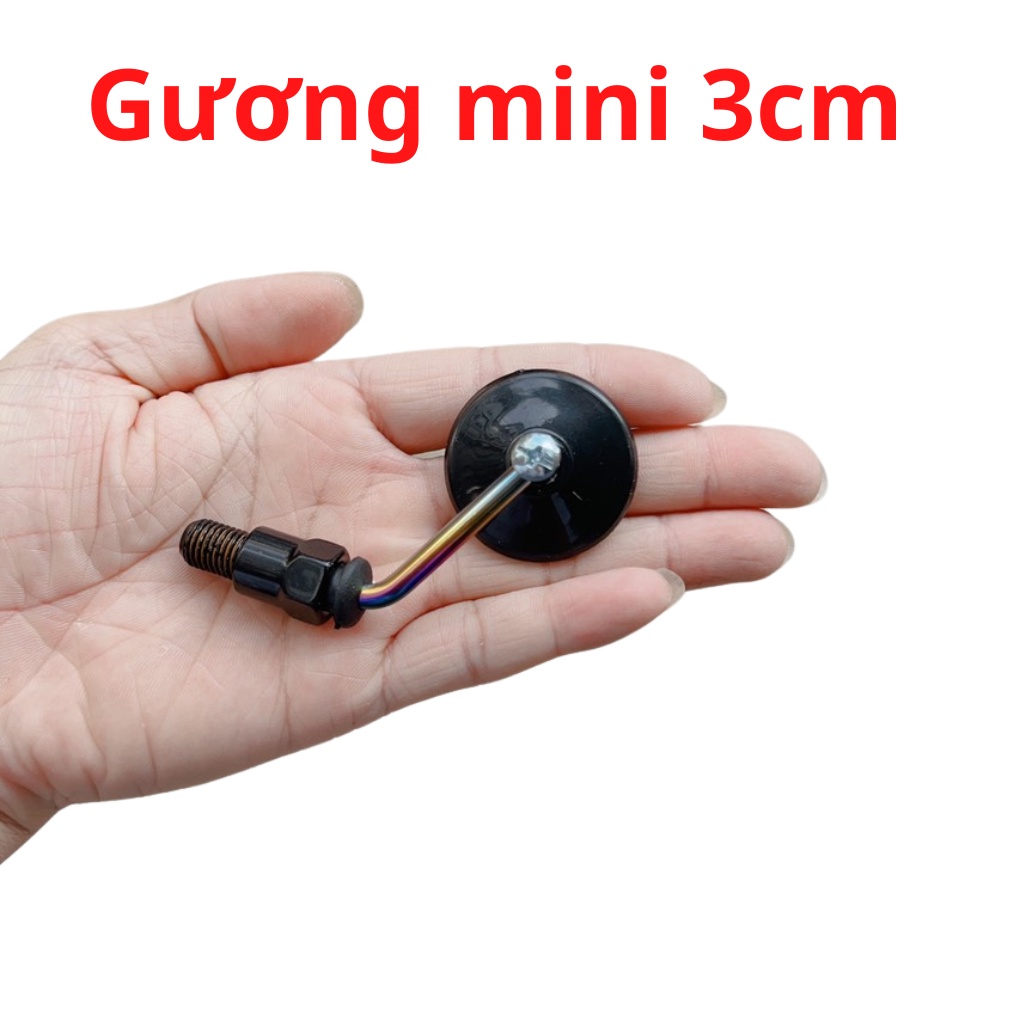 Gương mini 3cm tình yêu siêu cute lắp trang trí xe máy kiều màu xanh đỏ bạc vàng đen lắp chân 10mm ren thuận