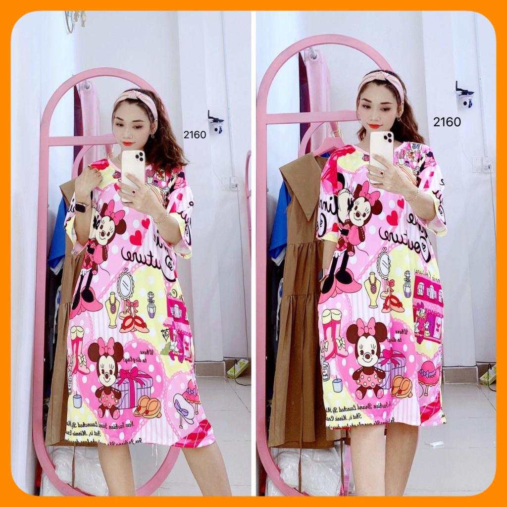 (70Kg Đến 90Kg) Đầm Suông 3D Big Size, Chất thun co giãn, thoáng mát - D2160