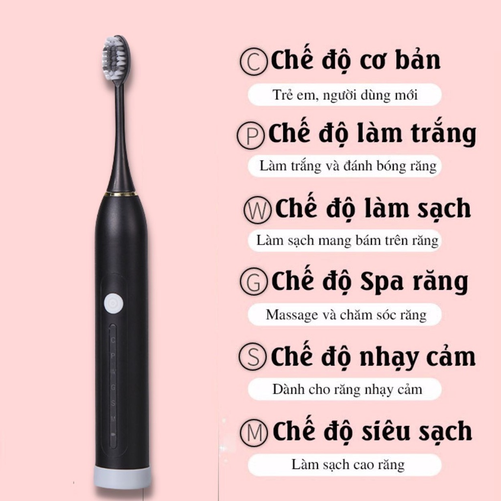 Bàn chải điện HAMANI X7 Pro 6 chế độ rung máy đánh răng điện tự động chải sạch mảng bám chăm sóc răng bảo hành 6 tháng