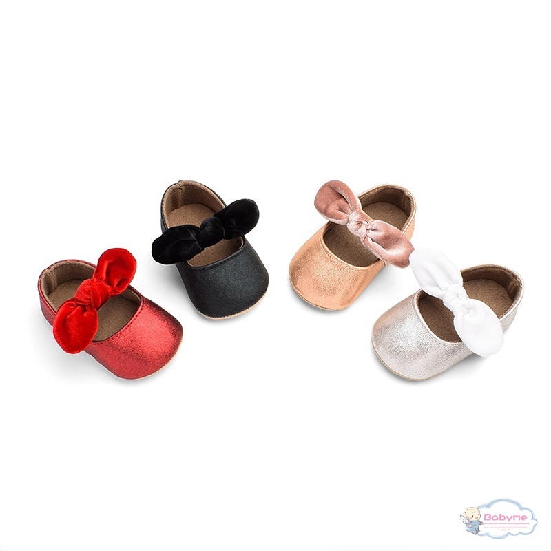 Giày Búp Bê Đế Mềm Đính Nơ Lấp Lánh Cho Bé Gái 0-18 Tháng Tuổi