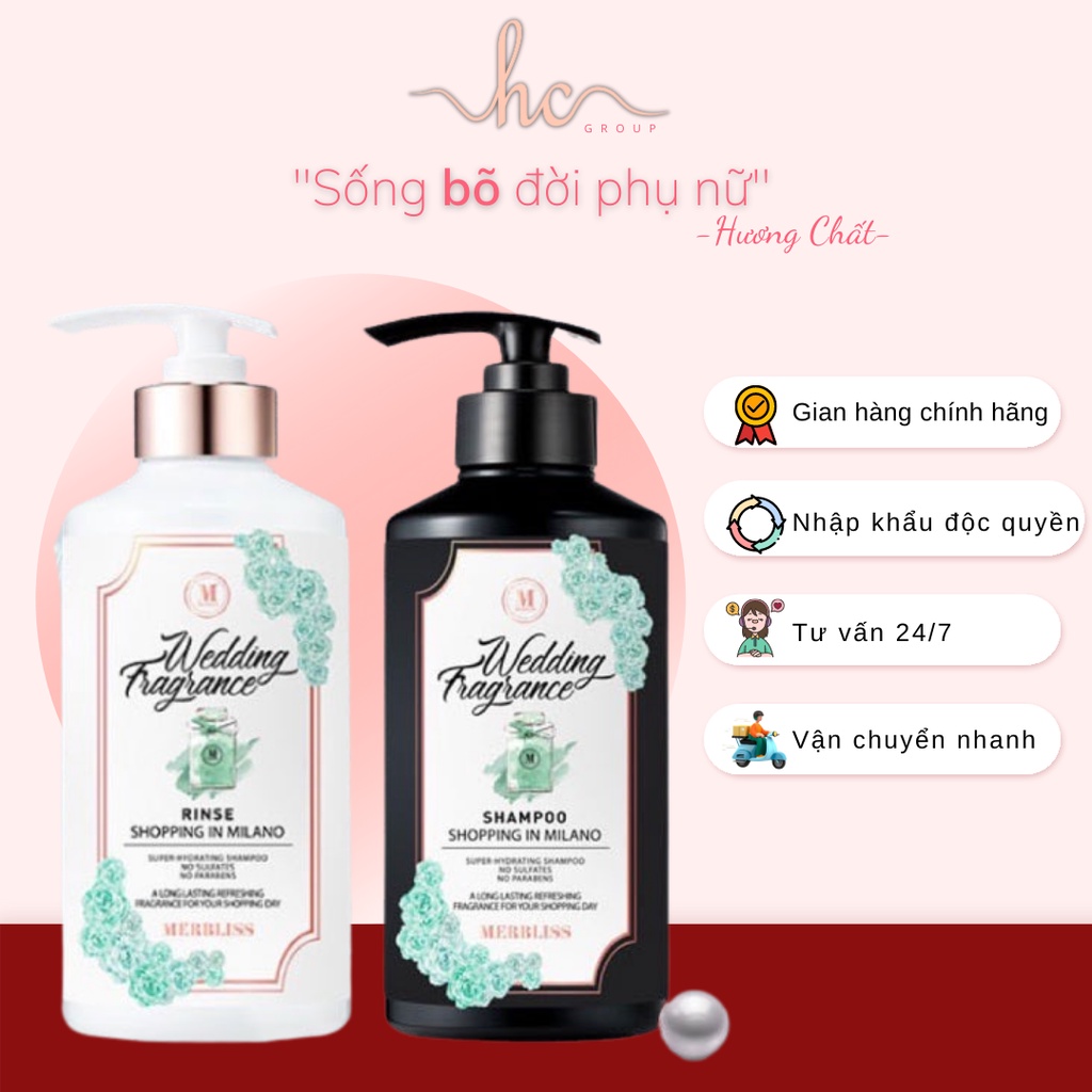 Bộ Dầu Gội Xả Nước Hoa Cao Cấp Merbliss Dòng Cao Cấp Chai To 500ml Mang Lại Sức Sống Cho Mái Tóc Khô Xơ Mỗi Ngày