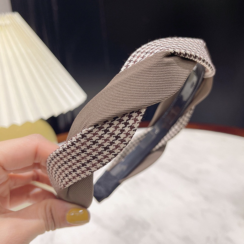 Băng Đô Cài Tóc Họa Tiết Caro Phong Cách Hàn Quốc Thời Trang Thu Đông Cho Nữ