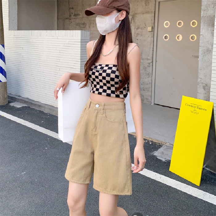 Quần short SUXI denim lưng cao ôm dáng phong cách Hàn Quốc thời trang xuân hè cho nữ