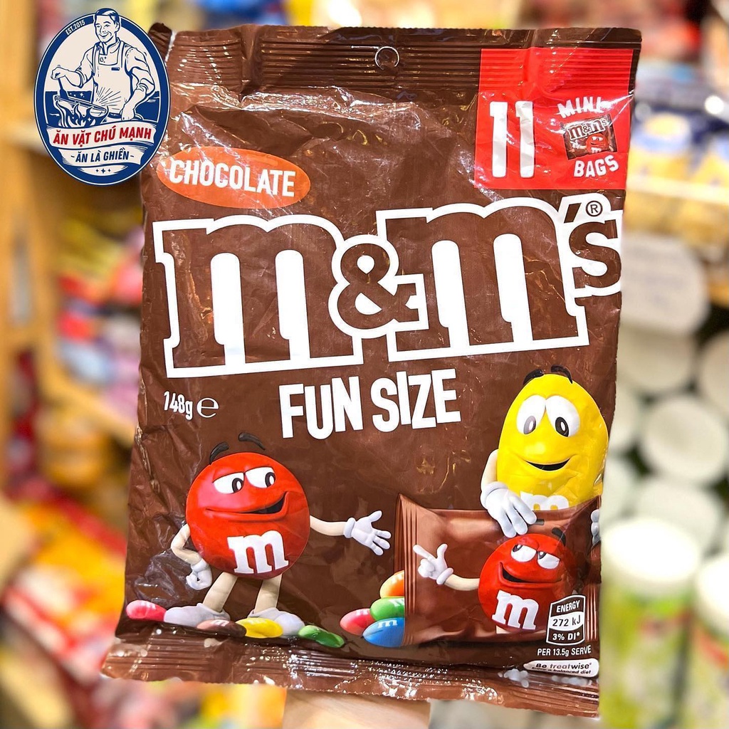 Chocolate M&M Fun Size Úc 148g ( 11 bags )