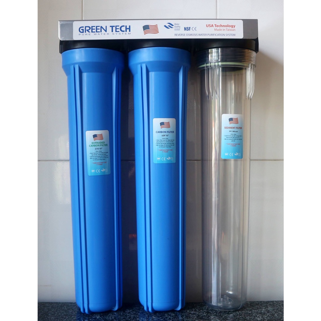 Bộ Lọc Thô Sinh Hoạt, Lọc Nước Đầu Nguồn, Tiền Lọc Ion Kiềm 20 Inch Ren 27 - BAO GỒM LÕI VÀ PHỤ KIỆN
