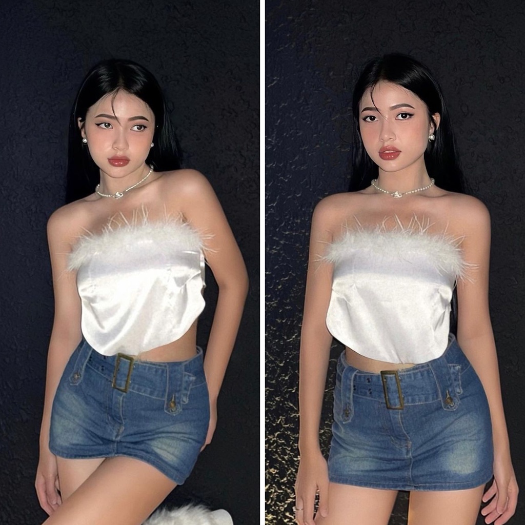 Chân Váy Jeans Xanh Và Đen Kèm Belt Bảng To Hot Trend Phong Cách Ulzzang