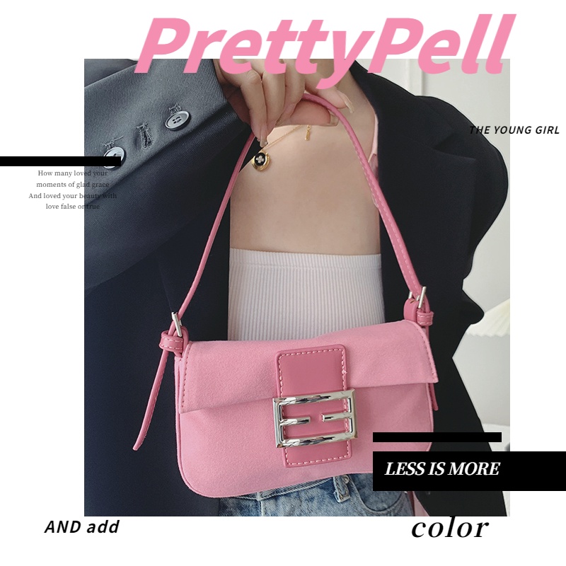 PrettyPell♥Túi đeo chéo một vai thời trang nữ nổi tiếng trên mạng nhỏ màu hồng mờ