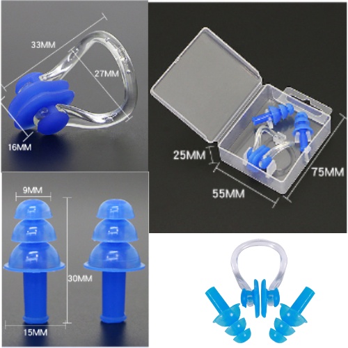Nút Bịt Tai Silicone Chống Nước Kèm Kẹp Mũi Khi Đi Bơi- Tâm An Sport