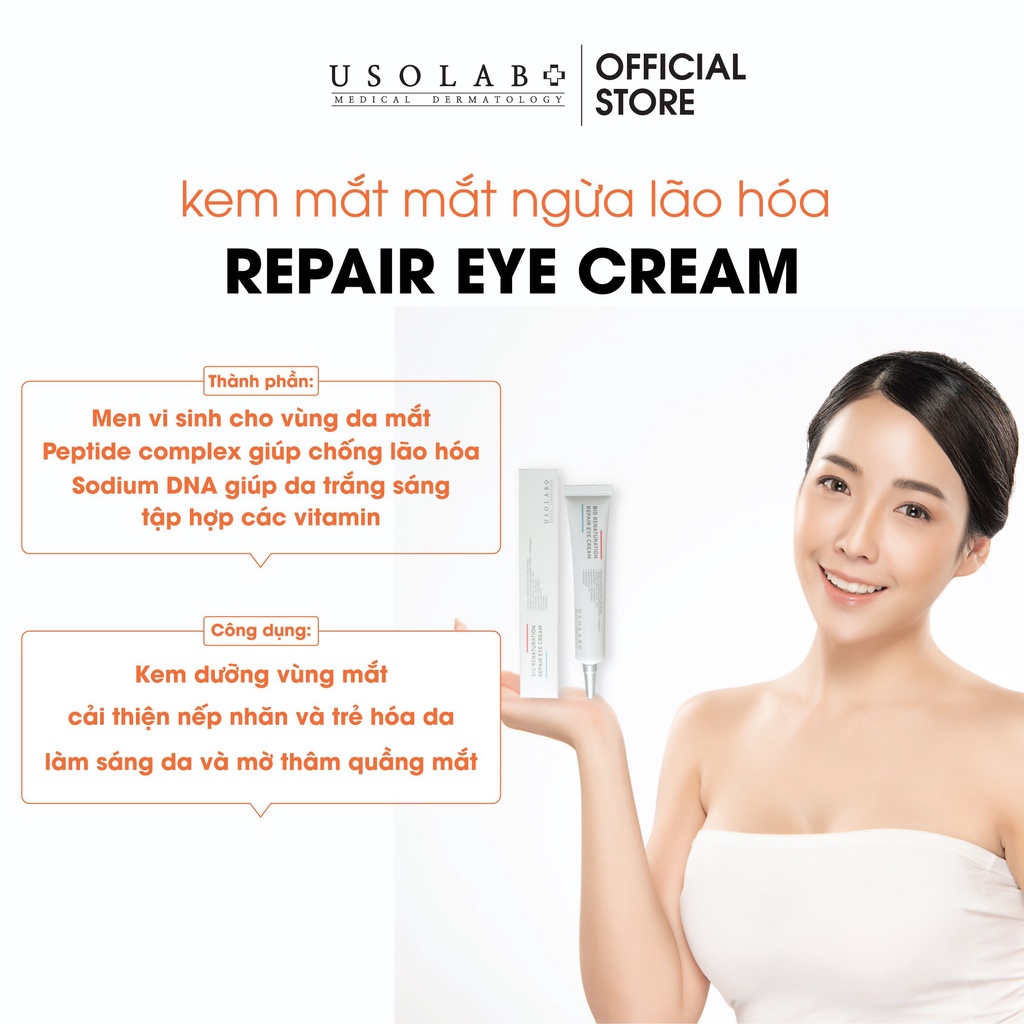 Kem mắt Repair Eye Cream USOLAB - Giúp dưỡng mắt,mờ thâm,dưỡng ẩm,tan bọng mắt tăng độ đàn hồi săn chắc giúp da 30ml