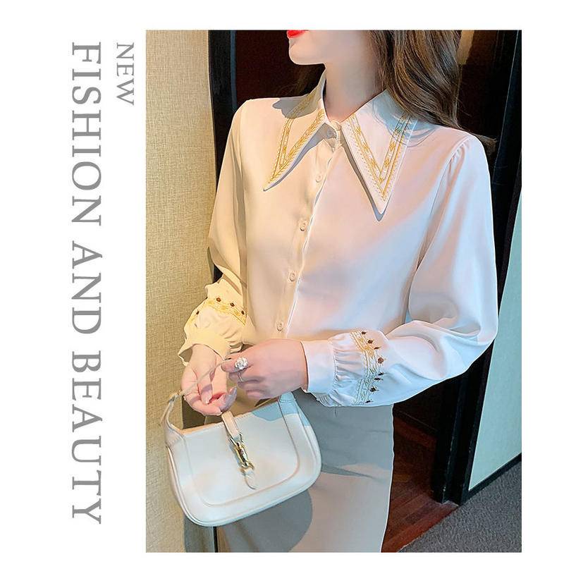 Áo Sơ Mi Chiffon Tay Dài Màu Xanh Dương Phong Cách Pháp Thời Trang Mùa Xuân Mới 2023 Cho Nữ