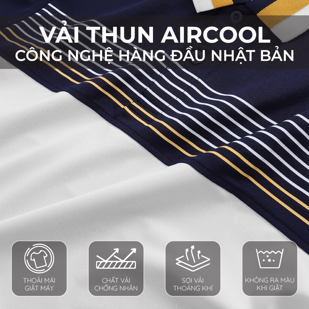 Áo polo nam, áo thun nam cổ bẻ in hoạ tiết, phối sọc ngang, chuẩn form slimfit dáng thể thao trẻ trung LEBRO L122APL023