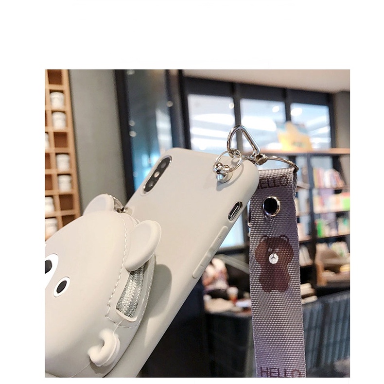 Ốp Điện Thoại Silicon Mềm Có Ví Hình Gấu Dễ Thương Cho iPhone 14 + 13 pro max 12 mini 11 x xs max xr 5 5s 6 6s 7 8 + se 2020