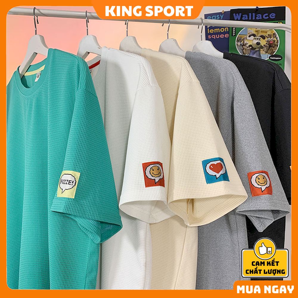 Áo phông nam nữ chất tổ ong KING SPORT áo thun tay lỡ form rộng mềm mịn thoáng mát unisex basic hàn quốc AT010