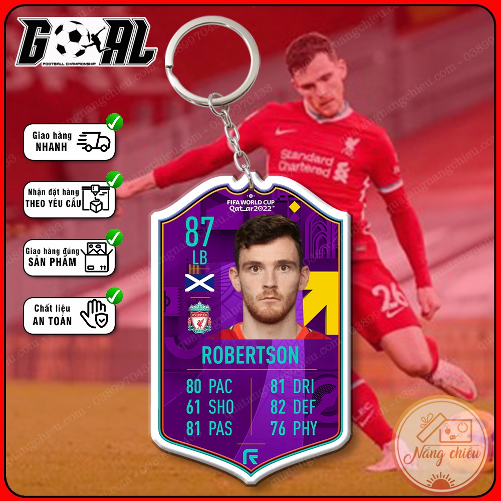 Móc khóa in hình hậu vệ Andrew Robertson - Phụ kiện treo balo bóng đá gaming[8049-8060]