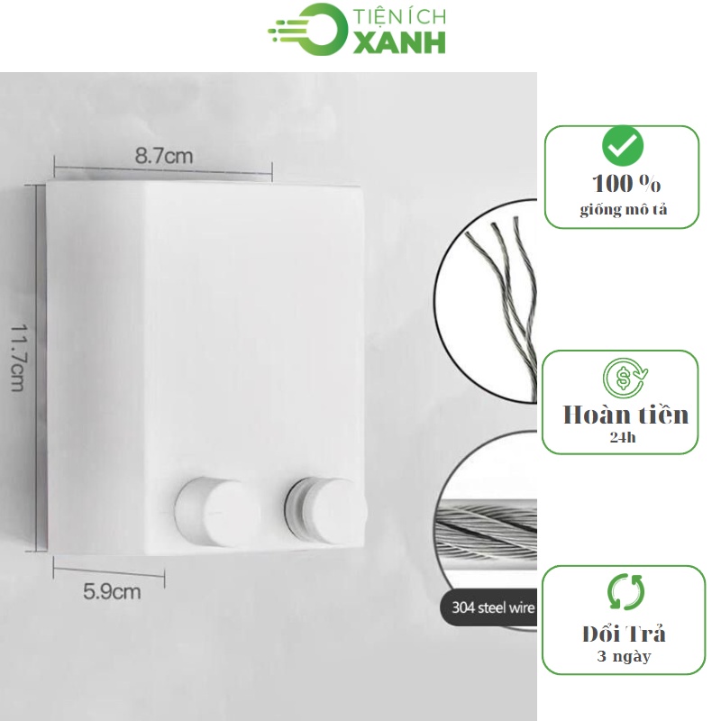 Dây phơi quần áo rút gọn dán tường, Dây phơi thông minh thu gọn có khóa, tự rút tiện lợi