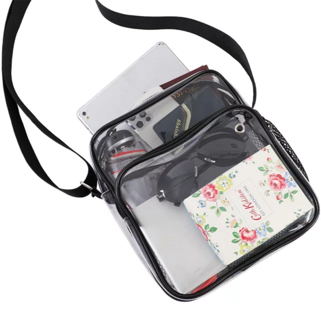 Túi đeo chéo trong suốt phối lưới 1 bên dành cho nam và nữ SN098