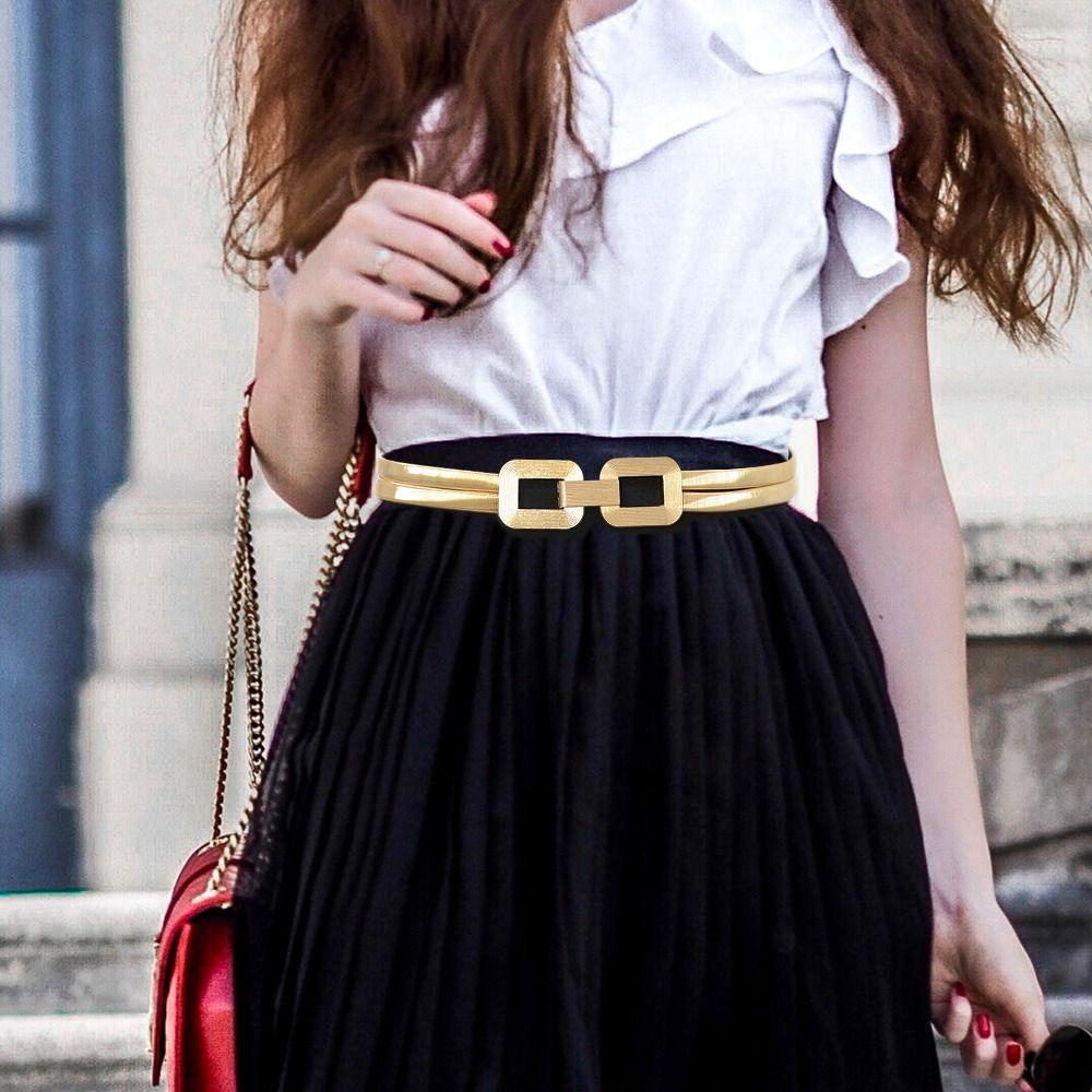 Thắt Lưng Co Giãn Phối Kim Loại Thanh Lịch Dành Cho Nữ