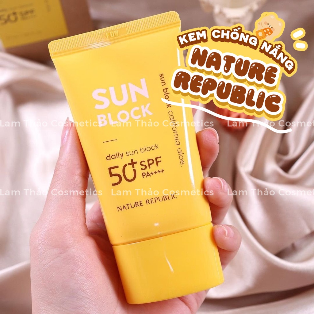 Kem Chống Nắng Nâng Tone Tự Nhiên Nature Republic California Aloe Daily Sun Block SPF50+ PA++++ 57ml