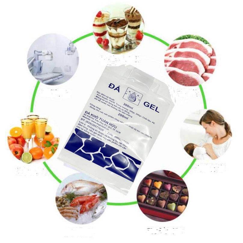 set 5 túi gel vô nước giữ lạnh thưc phẩm / có kiểm định