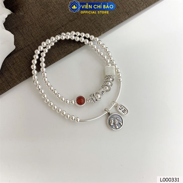 Vòng chuỗi bạc charm bạch mã đá đỏ chất liệu bạc Thái 925 thời trang phụ kiện trang sức nữ Viễn Chí Bảo L000331