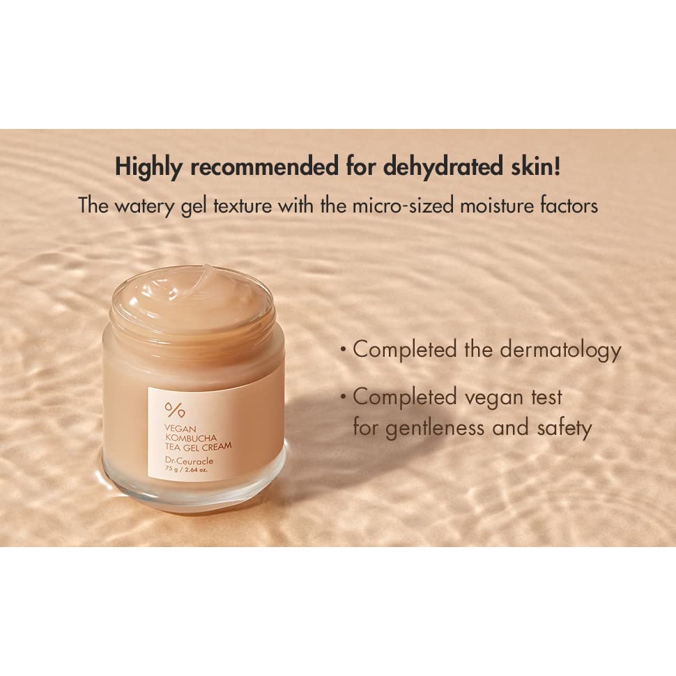 Kem dưỡng ẩm làm sáng da, chống lão hóa thuần chay Dr.Ceuracle Vegan Kombucha Tea Gel Cream 75g