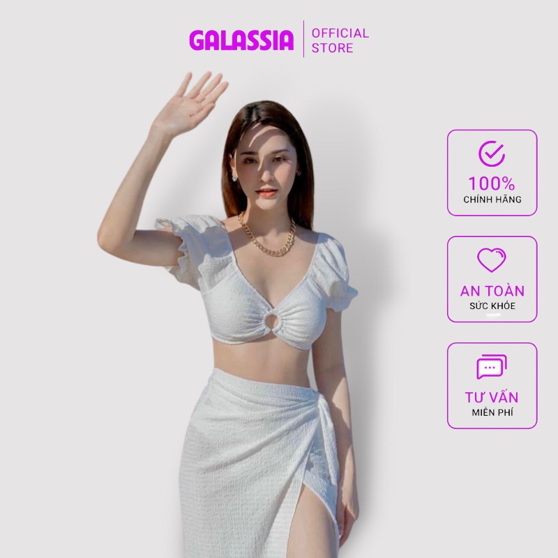 Bikini set đồ bơi nữ kín đáo 3 mảnh kèm khăn choàng tắm biển sexy mùa hè Galassia | BigBuy360 - bigbuy360.vn