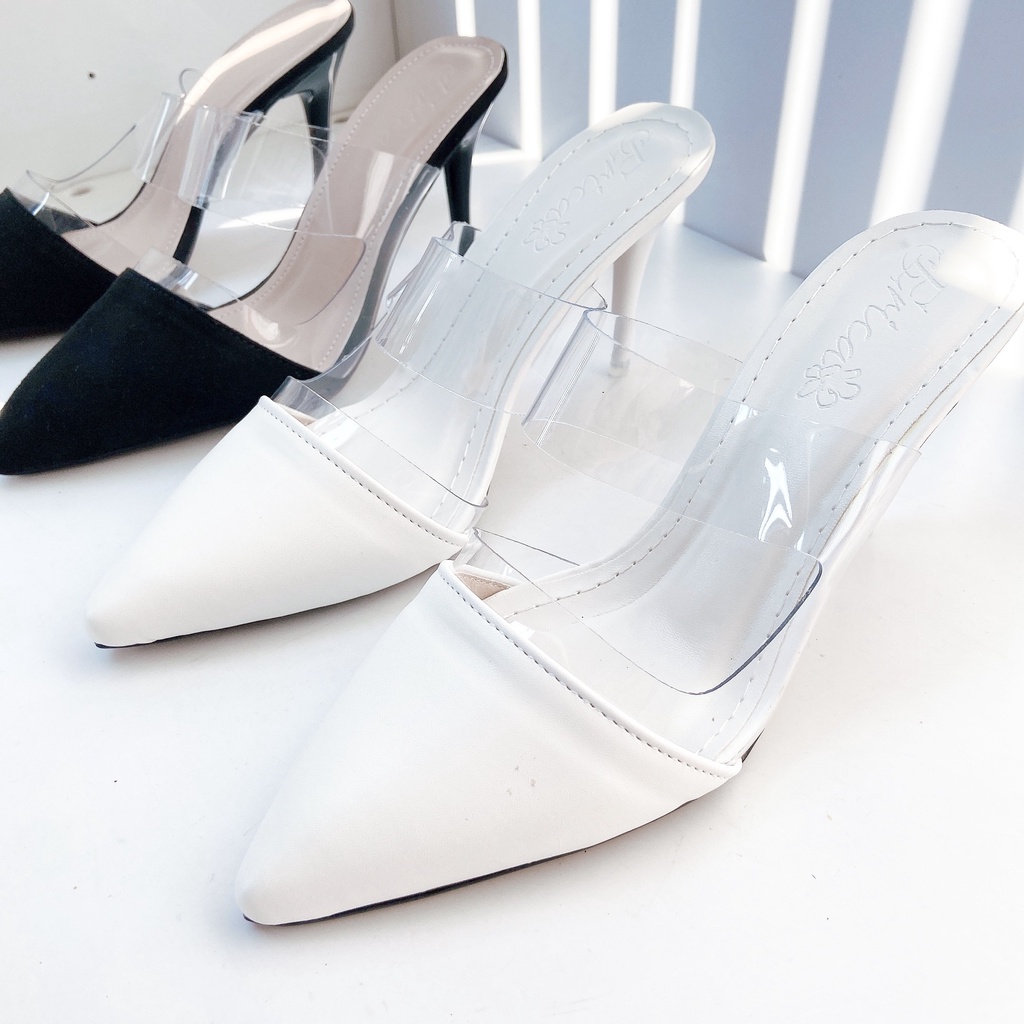 Sục nữ cao gót da mũi nhọn gót nhọn 7 phân cao cấp - Dazzling shoes Da800