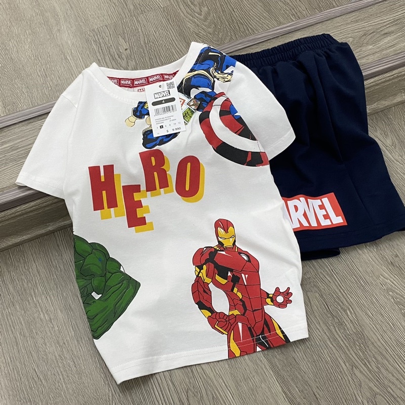Set bộ Mar.vel Iron.man trắng dư xịn cho bé trai size từ 14-40 cân