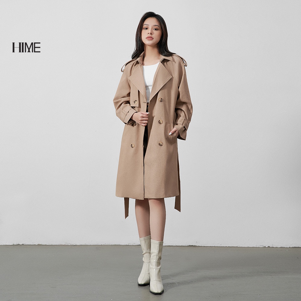 Măng tô dáng dài kèm đai HIME H154