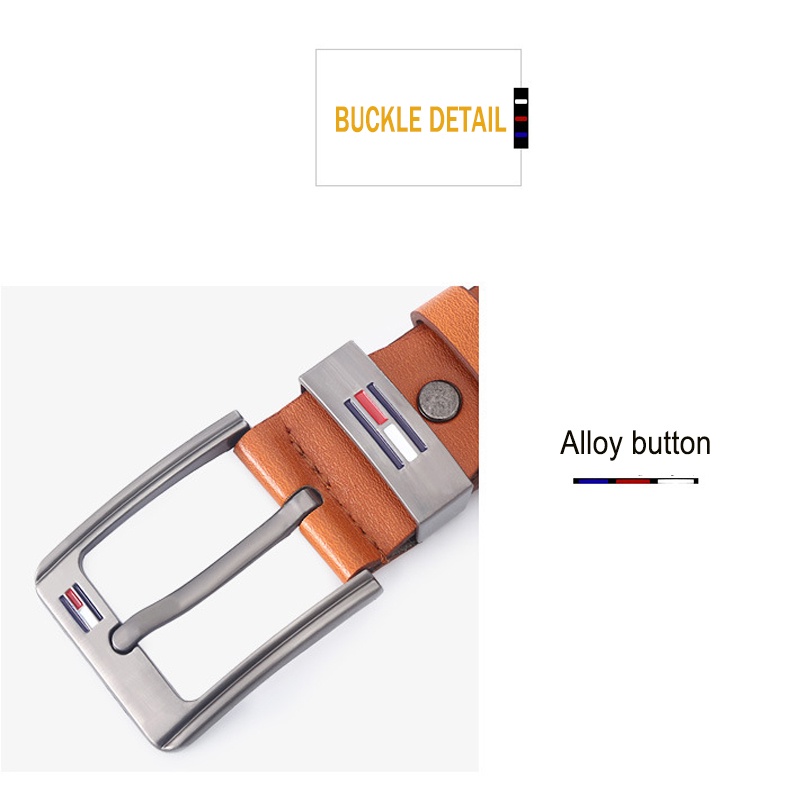 Thắt Lưng Da Thật Phối Khóa Gài Phong Cách Retro Cao Cấp Cho Nam
