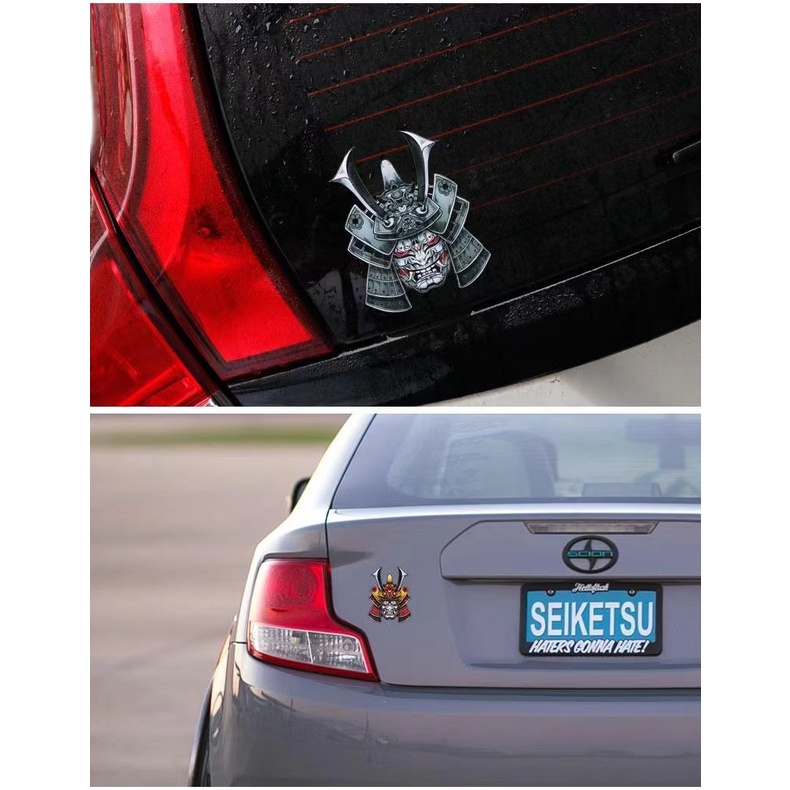 Miếng Dán Trang Trí Xe Hơi / Mũ Bảo Hiểm Hình Samurai Nhật Bản Màu Đen