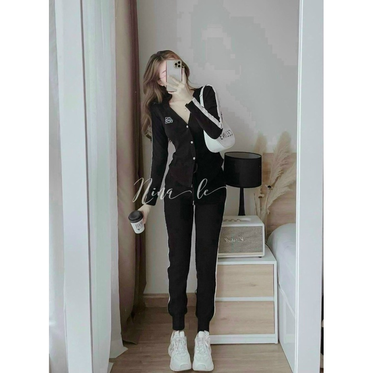 SALE LỚN CUỐI NĂM -SET THUN GÂN ÁO TAY DÀI CÓ DÂY KÉO MIX QUẦN DÀI ÔM BODY CỰC THOẢI MÁI ĐI CHƠI ĐI TẬP THỂ DỤC UP  SHOP